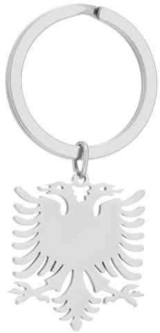 xbiez Schlüsselanhänger mit albanischem Adler, tragbarer Anhänger, modische Adlerformen, Schlüsselanhänger, Zubehör für Rucksack, Geldbörse, silber