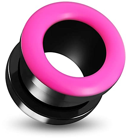 UV Neon-Inlay auf schwarzem UV Acryl Gauge Fleisch rosa Tunnel Ohrenpiercing