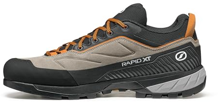 SCARPA Men's Rapid XT Leather Hiking & Approach Shoes - Taupe/Rust Orange - 9.5-10 Men/10.5-11 Women