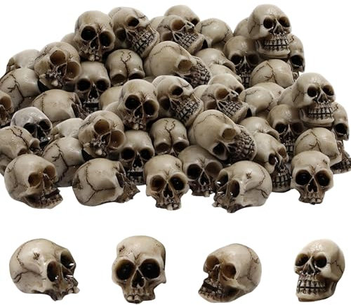 MUYAPAY 20 Stück Totenkopf Deko,Harzig Blumentopf Kopf, Totenkopf Halloween Deko, Horror Deko Mini Totenkopf Figur, für Spukhaus, Halloween Horror Party, Dekoration für Halloween (Knochengrau)