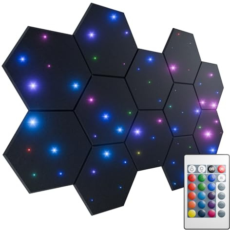 ZenSonic Selbstklebende schalldichte Schaumstoffplatten für Wände, 30,5 x 25,4 x 1 cm, sechseckige Akustikplatten mit Glasfaser-Sternlicht, stilvolle schalldichte Wandpaneele absorbieren Lärm und