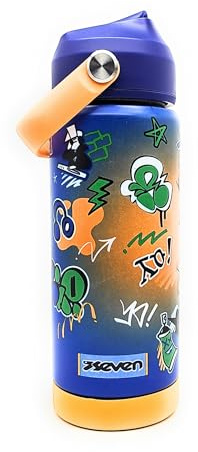 TheCartoonWorld Botella Seven de acero inoxidable 304, 550 ml (azul)