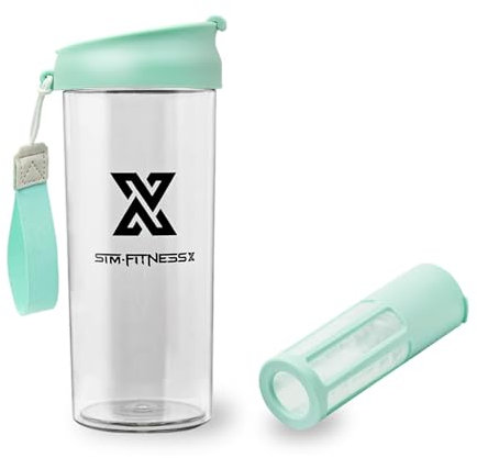 X SIM FITNESSX Protein Shaker | Früchtebehälter | Kaltgebrühter Kaffeetasse Multifunktionaler Sport Bottle mit Filternetz/Mixer 360ML/500ml (Blau, 500ML)