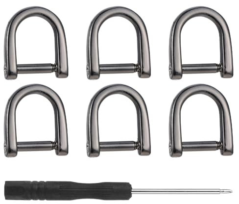 7 Stück D-Ringe aus Hufeisen aus Metall D Ringe mit Schraube Schlüsselbund Diy Leder Handwerk Geldbörse Schlüsselbund Zubehör Für Gurt (Schwarz)