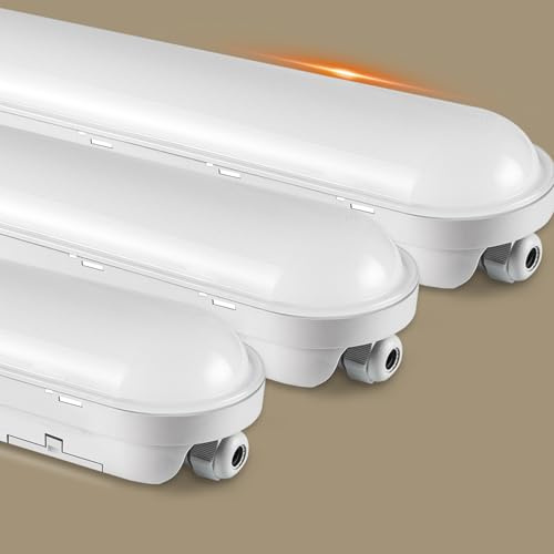 buling 3 Stück Feuchtraumleuchte LED 120CM, 36W 4500LM Röhre Lampe, Verknüpfbar Wannenleuchte IP65 Wasserfest Leuchtstoffröhre Leuchte für Büro Keller Garage, Neutralweiß 4000K