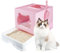 Trintion Cat Litter Box with Hooded, Large Space Foldable Cat Litter Tray, with Slide-Out Tray and Scoop (Pink)
