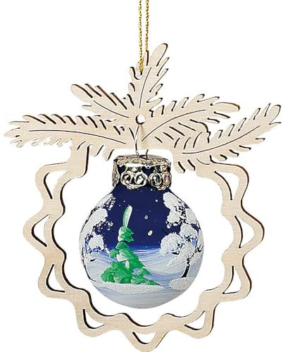 Erzgebirge Palast Saico Christbaumschmuck Glaskugel in Zweig - Winterwald - 8 cm