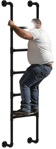 Wall Mounted Ladder4ft 5ft 6ft 7ft 8ft 9ft Black Wrought Iron Loft Bed Ladders Window Well Egress Ladder Emergency Fire Climbing Ladder for Attic,Library,Bunk Bed,Garage, L