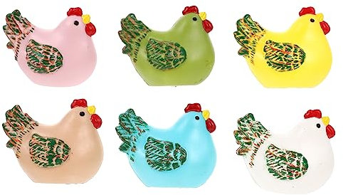 Garneck 6er Set Mini Hühner Figuren Zur Ostern Deko – Lustige Hennen Tortendeko Und Niedliche Ornamente Für Festliche Kuchen - Ostern - Weihnachten Und Geburtstagsfeiern