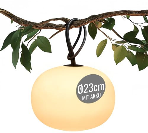 8 seasons design LED Akku Hängelampe 23cm - Glowing Elegance - 3-stufig dimmbar, Licht warmweiß, wetterfest für außen & innen, Gummischlaufe 53cm lang, mit USB-C, Garten, Balkon, Terrasse