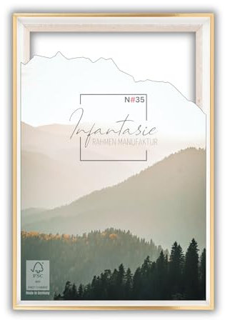 Infantasie 'N°35' Schattenfugenrahmen für 40x50 cm Keilrahmen | Weiss Gold | MDF-Holz Bilderrahmen für Keilrahmen Leinwände inkl. Aufhänger und Montagematerial