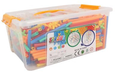 Little Bambino STEM Building Straw Constructor Set, 700 Pieces, Educational Construction Toy with Storage Box