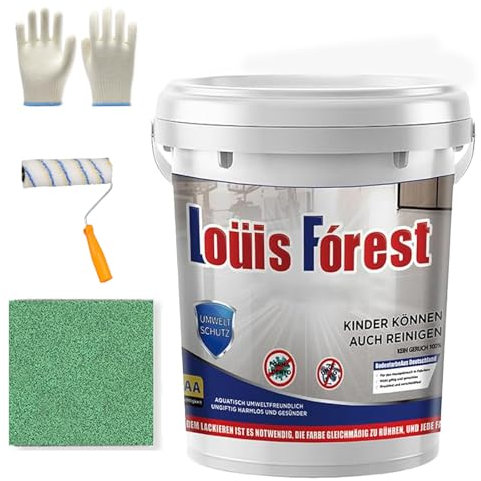 Louis Forest Epoxy Floor Paint, Epoxy Colored Sand Floor Paint, High Gloss Marble Effect Marble Garage Paints, Waterproof and Non-Slip Garage Water-Based Coating (Bright Green, 1kg)