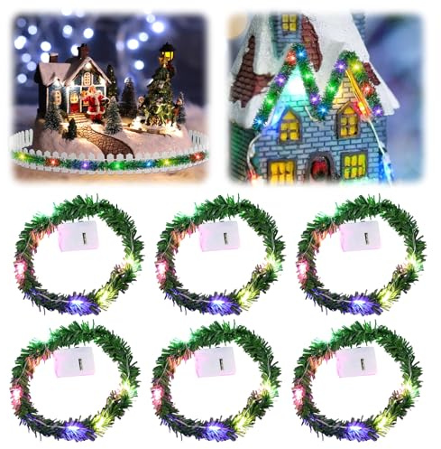 12 Stück Wichtel Zubehör, 0,5m Puppenhaus Mini LED Lichterkette, Wichtelhaus Lichterkette, Wichtelzubehör, Bunte Weihnachten Beleuchtet, Miniatur Lichterkette Wichtel,Puppenhaus Möbel Leuchte