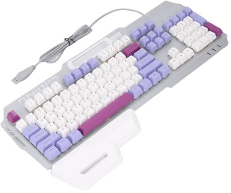 Bewinner Clavier D'Ordinateur câblé, 104 Touches Clavier rétro-éclairé coloré avec Repos au Poignet, Caractères Gravés, Clavier de Sensation Mécanique pour Ordinateur Portable, PC (Purple)