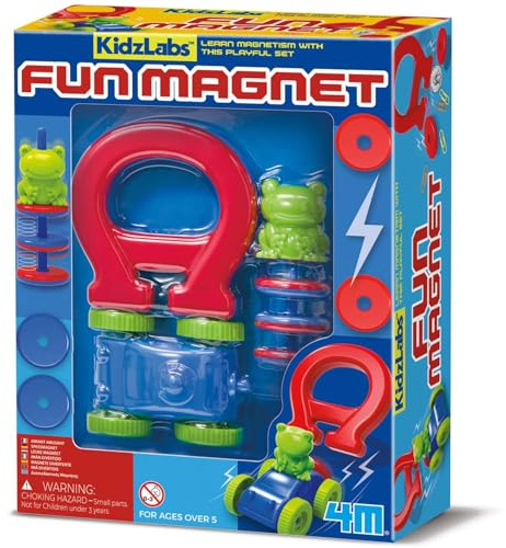 4M KidzLabs Lustige Magnetwissenschaft | STEM Lernspiel | Magnetische Experimente für Kinder 5+ | Lustiges Magnetlabor mit Zubehör