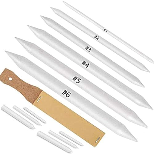 Rersduyt 12 PCS Blending Stumps and Tortillions Paper Art Blenders with Sandpaper Pencil Sharpener Pointer for Student Artist