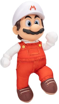 „Super Mario Galaxy“-Film: Bewegliches „Fire Mario“-Plüschtier, 35 cm, offiziell lizenziert von Jakks Pacific, Stofftier mit beweglichem Kopf, Nintendo-Sammlerstück, ab 3 Jahren