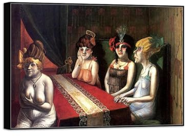 SDYSKKUG Otto Dix Leinwandbilder. Salon. Berühmte Bild auf Leinwand. Kunstdruck Gemälde für Wohnzimmer Schlafzimmer 115x80cm Schwarz Rahmen