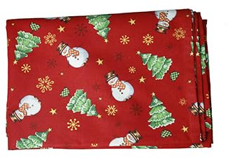 BRANDANI Natale tessile tovaglia natalizia rossa Frosty con decori collezione Racconti 140x240 cm