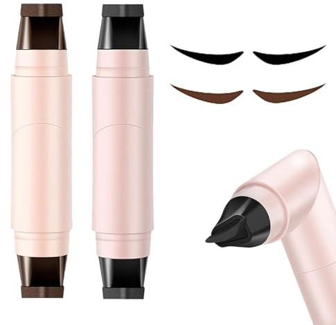 2Pcs Eyeliner Stempel, Drehbarer Eyeliner Wasserfest, Faltbarer Gel-Eye-liner-Stempel-Set für perfekte Flügel, Natürlich, Anhaltend,Schnell Trocknend für Partys, Reisen, Workdays, Weddings