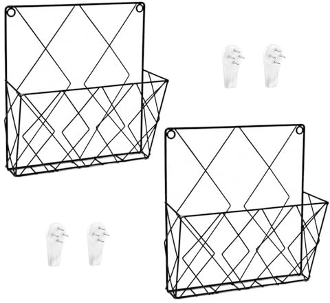 Keboyoe 2 Pezzi Portariviste da Parete in Ferro Porta Riviste da Parete | Portas Giornalii e Libri Porta Giornali Paretes Porte Giornali Portariviste in Metalloper Casa,Scuola,Ufficio- Nero,26*25*3cm