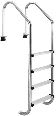 Crevyteg Sécurité piscine optimale – Échelle en acier inoxydable robuste, marches antidérapantes, installation facile, idéale pour piscines enterrées, jardin et spa, adaptée à la sécurité