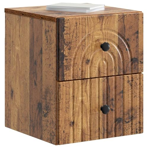 vidaXL Wandmontierter Nachttisch 2 pcs Altholz 33 x 34,5 x 40 cm, Vintage Wohnzimmer, praktische Wand-Einheit, platzsparende Schlafzimmeraufbewahrung, kompakter Nachtschrank, Schrank für kleine Rä