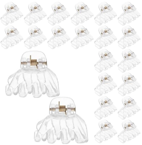 DIYEAH Lot de 24 Pinces à Cheveux Mini Pieuvre en Plastique Transparent, Résistantes aux UV et Non Déformables, Accessoires Coiffure pour Filles et Adolescentes