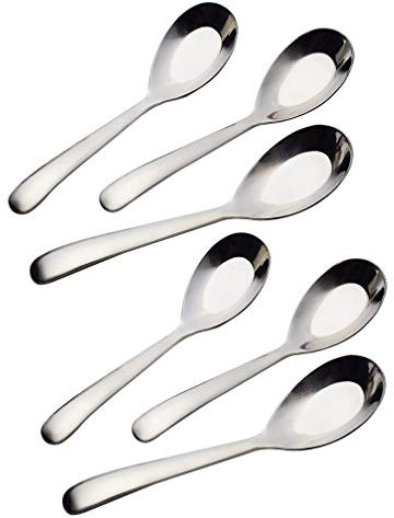 HornTide 6-Piece Soup Spoon Set Chinese Spoon Flatware Stainless Steel Mirror Polishing 6.5-Inch 16.5cm