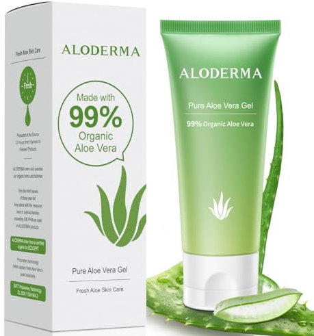 Aloderma Gel d'aloe vera bio (pur à 99 %) – Hydratation fraîche et naturelle pour le visage et les peaux sensibles, 113,4 g Gris clair 1