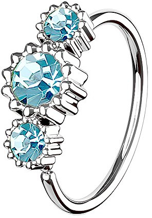 Piercingfaktor Universal Piercing Ring Continuous mit 3 Strass Kristallen Ohr Nase Lippe Brust Intim Septum Tragus Helix Hufeisen Horseshoe