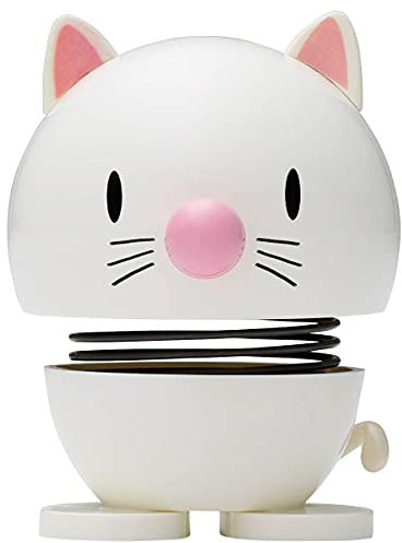 Hoptimist Tier, Katze, Wackelfigur & Glücksbringer Skandinavisch, Wohnzimmer & Schreibtisch Deko, Büro Gadget, Tolle Kleine Geschenke, 5,5 x 5,9 x 7,3 cm, Small, Weiß