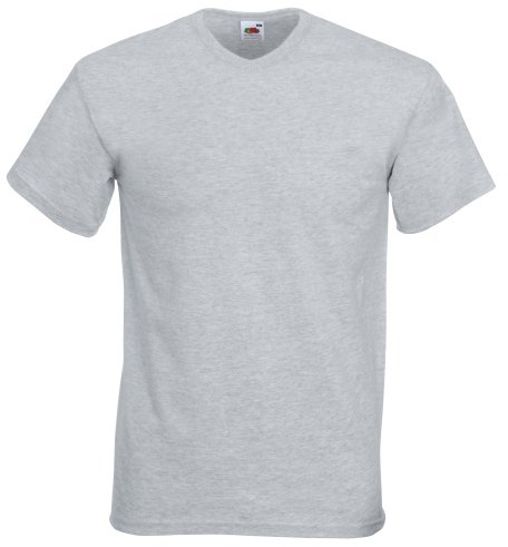 Fruit of the Loom Mens Valueweight V-Neck, Short Sleeve T-Shirt (L) (Heather Grey)
