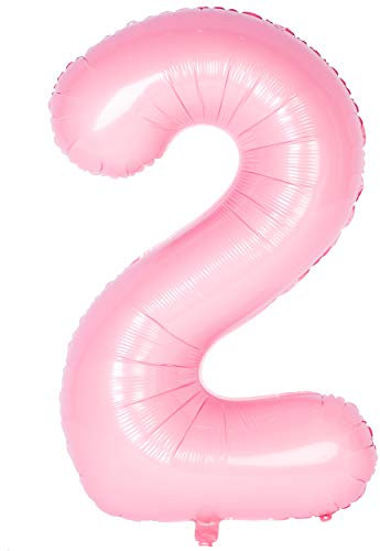 40 Zoll 0 to 9 in Tiffany Rosa Nummer Folienballon Helium Zahlenballon Luftballon Riesenzahl Party Hochzeit Kindergeburtstag Geburtstag Number 2
