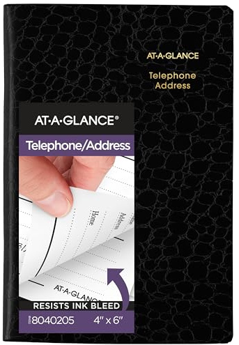 AT-A-GLANCE Telefon- und Adressbuch, 600+ Einträge, 10,2 x 15,2 cm, Designer, Farbe kann variieren (8040205)