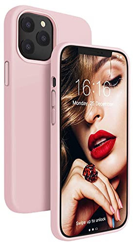 JASBON für iPhone 12 Hülle/iPhone 12 Pro Hülle | Liquid Silikon mit Mircrofiber Shockproof Hülle | Kameraschutz und Bildschirmschutz | Handyhülle iPhone 12/12 Pro Case 6,1 - Pink Sand