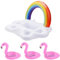 Portabevande Gonfiabile, 1 Pezzi Gonfiabile Arcobaleno Portabicchieri + 3 Pezzi Fenicotteri Portabicchieri, Portabicchieri per Piscina, per Intrattenimento in Acqua, Feste in Piscina e Decorazioni