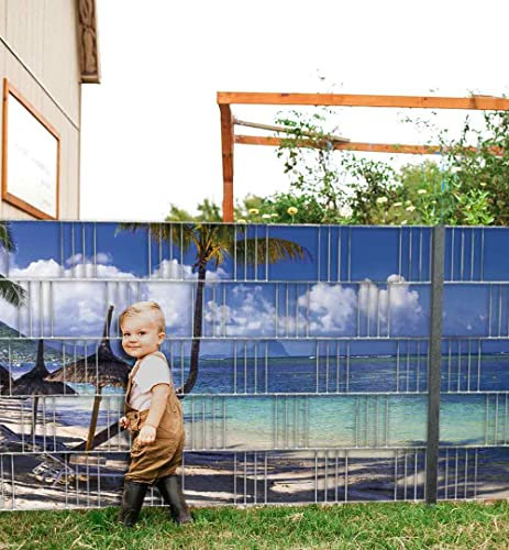 MyMaxxi Infinity Zaunsichtschutz | Strand 03 beide Teile Motiv 5 Streifen | Sichtschutzstreifen für Doppelstabmattenzaun | Windschutz Sonnenschutz Blickdicht | Sichtschutz Garten | Sichtschutz