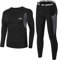 EONGOA Herren Thermounterwäsche Set,Funktionsunterwäsche Suit mit Innenfleece, Flexibel Skiunterwäsche Männer Winter Warme Thermounterhemd Unterwäsche für zu Hause Winter, Schwarz&Grau, XL