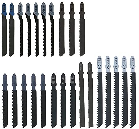 eMagTech 25x T-Shape Shank Jigsaw Blades for Soft Wood Plywood Fiberboard Plastic Metal Cutting 7 Styles HCS/HSS T119BO T119B T111C T218A T118A T118B T118G Power Tool Accessories