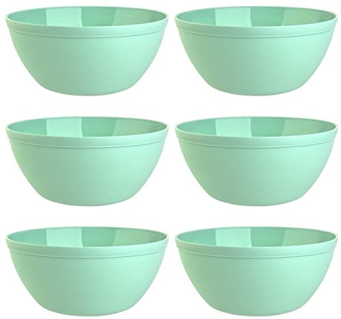 Engelland 6er Set Schalen Müslischalen Dessertschalen Salatschale Suppenschale Reisschale Bowl in Farbe mint aus Kunststoff BPA-frei groß 900 ml