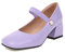 T8582 - Scarpe sintetiche alla moda, con tacco basso da 5 cm, casual, da donna, taglia grande, Lilla, 38 EU