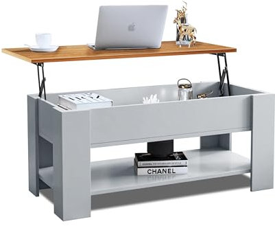 Coffee Table, Lift Up Coffee Table for Living Room, Wooden Coffee Tables with Storage Large Hidden Storage Lift-Top with 1 Shelf Sofa End Tea Table for Living Room Furniture, 100L x 50W x (42-57)H cm