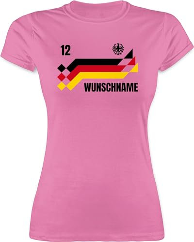 Shirt Damen - 2026 Fussball WM Fanartikel - Deutschland Trikot mit Name und Nummer Germany - L - Rosa - Deutschland. Tshirt em Trikots fußball German Funshirts für Frauen Deutschland-t-Shirt