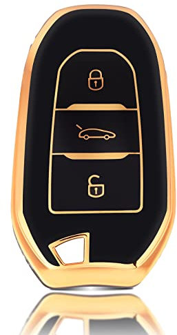 OFFCURVE Etui a Cle Voiture Coque Clé, Étui à Clés Couvre Clef Cache Clef 3 Boutons Apte à Peugeot 3008 4008 5008 208 308 408 508 301 307 Citroen C1 C3 C4 C5 C6 Grand Picasso DS3 DS5 Cactus C3XR