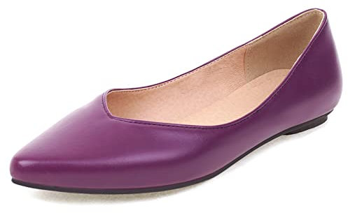 Femme Ballerines Plates Almond Toe Escarpins Décontractés A Enfiler Chaussures Plates Quotidiennes, 15254Smb Violet Taille 41 EU