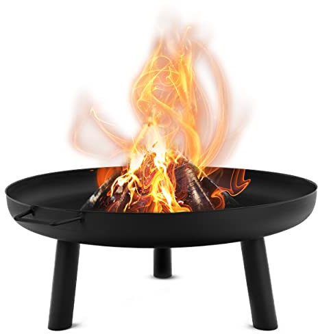 Lehmann Feuerschalen für den Garten - Feuerstelle Lagerfeuer Stahl - Feuerkorb für Garten und Terrasse und Balkon - Feuerschale Outdoor - Stahl - Schwarz (Schwarz, 80x80x34 cm)