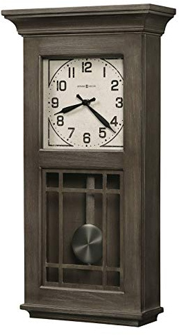 Howard Miller Sanborn Wanduhr II 549-517 – Aged Boyne Falls Finish, natürliches Altholz-Design, Vintage-Heimdekoration, Quarz-Uhrwerk, automatische Abschaltung bei Nacht
