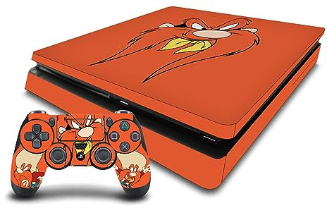 Head Case Designs Offizielle Looney Tunes Yosemite Sam Graphics Und Charaktere Vinyl Haut Gaming Aufkleber Abziehbild kompatibel mit Sony Playstation 4 PS4 Slim Console and DualShock 4 Controller